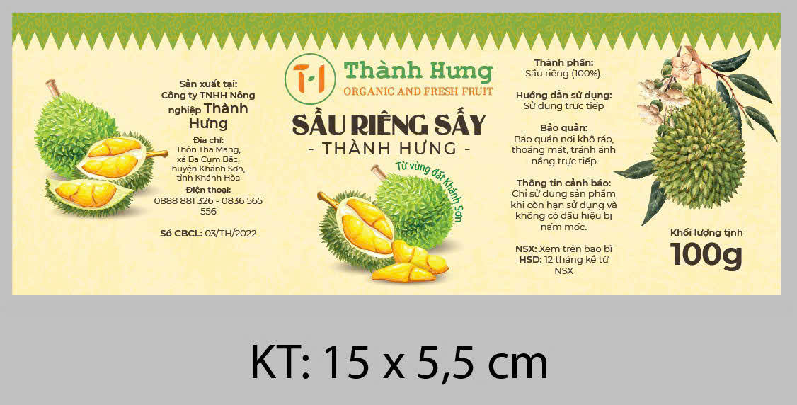 In tem nhãn dán sầu riêng sấy